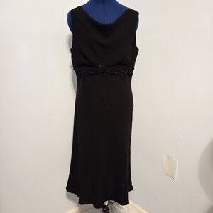Vintage Black Chiffon Beaded Babydoll Dress Size 12